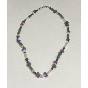 Vintage Multi Gemstone Beaded Necklace 925 Clasp 19 inches Fine